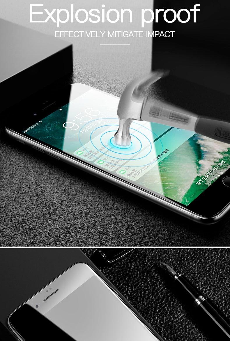 Curved Edge Tempered Glass For iPhone 12 11 Pro Xr X Xs Max Screen Protector For iPhone 6 6s 7 8 Plus SE 2020 Protective Film  Real Premium Tempered Glass Film Screen Protector for Iphone Stevvex
