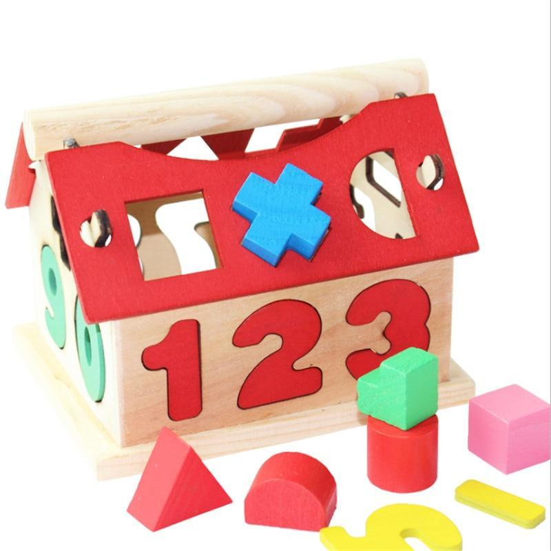 Children's Colour Wooden House With Shape Children Early Educational Model Assembling Blocks Develop Intelligence Game Toy - SJB-DIAMOND ELITES