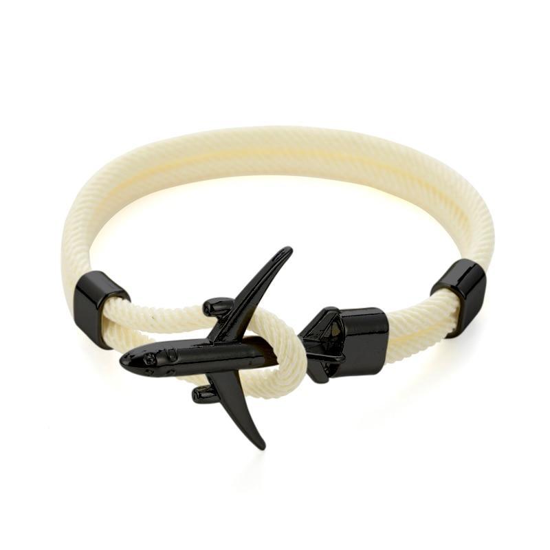 Modern Fashion Airplane Anchor Bracelets Men Charm Rope Chain Paracord Bracelet Women Male Air Force Style Wrap Metal Sport Hook Gift - SJB-DIAMOND ELITES