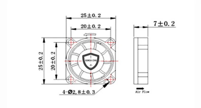 NEW 2507 Fan 25x25x7MM Oil Bearing  DC 5V 12V 24V 10028RPM 0.06A Humidifier Raspberry Pie Aroma With 2PIN Lootquake LLC