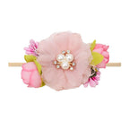 Handmade Luxury Pearl Baby Headbands Bundle Nylon Elastic  Newborn Hair Accessories for Girls Kids