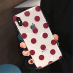 Transparent  Phone Case For iPhone 13 12 11 14 Pro Little Dots Love Heart Clear Back Cover Vintage Women Girls Soft Anti-Scratch Protective Cases for iPhone