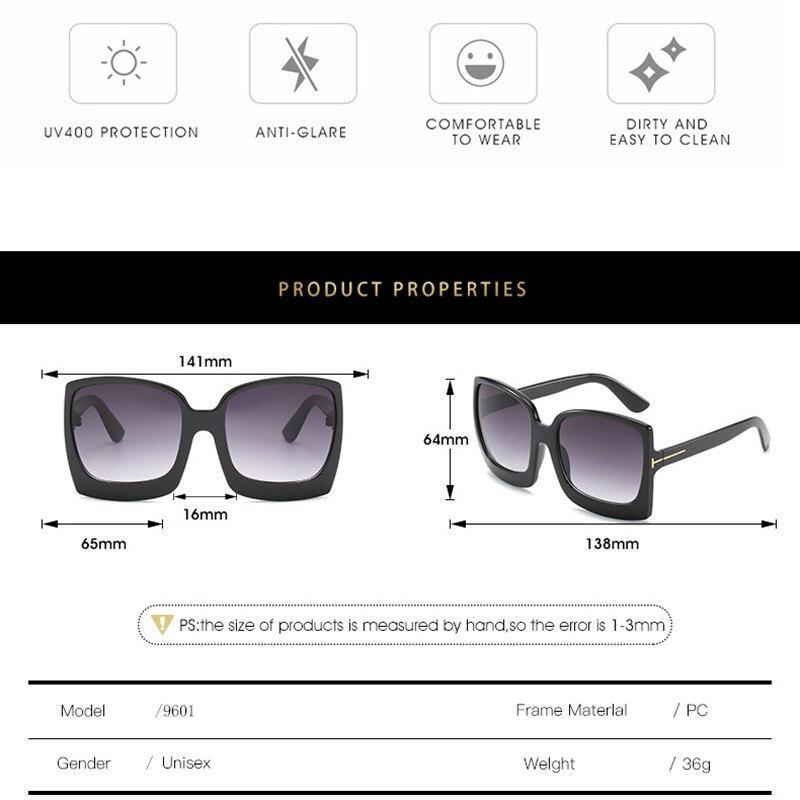 Fashion Oversized Women Square Big Frame Graduent Woman and Lady Sunglasses Brand Designer with  UV400 Protection gafas de sol mujer - SJB-DIAMOND ELITES