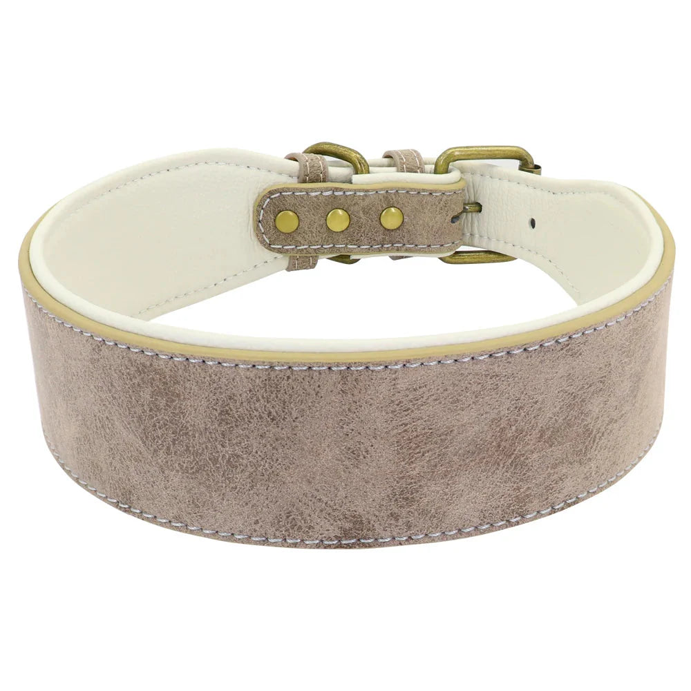 The Wide Luxe Collar - Padded Leather for Large Dogs Fashioned Furbabies
