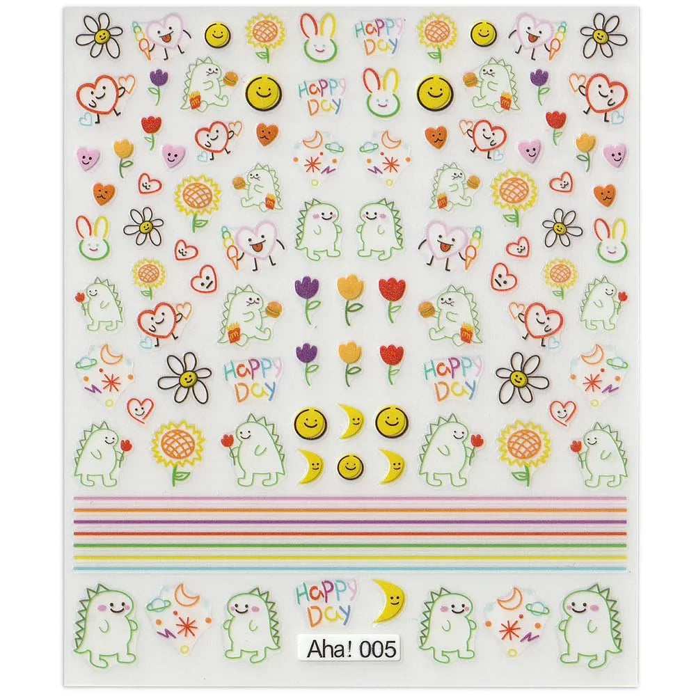 42Model Sticker Nail Decal 3D Adhesive Patch,Smile/Animal/Flower Nail Art Decorations Manicure Sticker Easter Day Design Decal- Lootquake LLC