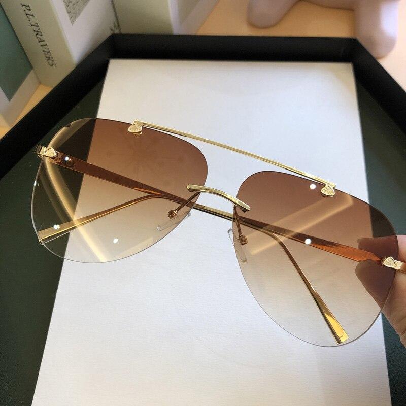 Metal Rimless Sunglasses for Men and Woman  Mirror Fashion  Trendy Pilot  Sun Glasses UV Protector Gradient Eyewear - SJB-DIAMOND ELITES
