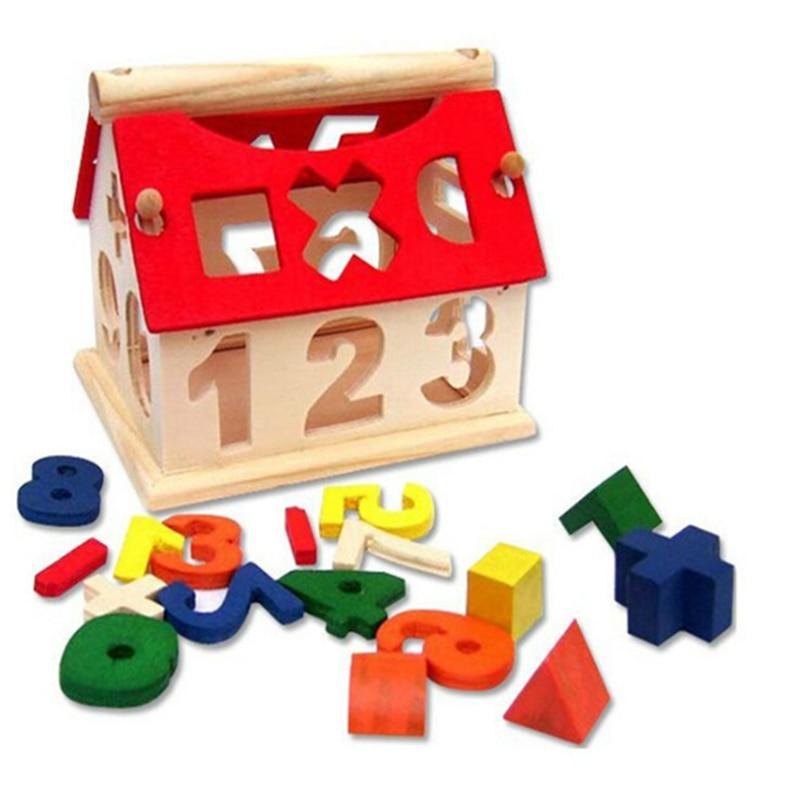 Children's Colour Wooden House With Shape Children Early Educational Model Assembling Blocks Develop Intelligence Game Toy - SJB-DIAMOND ELITES