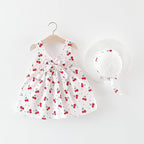 Baby Girls Dress with Sleeveless Print Floral for Birthday Party Princess Dress With Hat In Elefant Modern Style