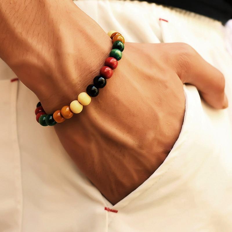 Lava Stone Men Wrist  Bracelet Natural Moonstone Bead Tibetan  Chakra Diffuser Bracelets For Men Jewelry Cool Gifts - SJB-DIAMOND ELITES