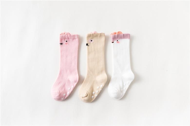 White Baby Sock Non Slip Cotton Long Socks Newborn Knee High Socks For Baby Girls Super Elastic Cute Design Stevvex