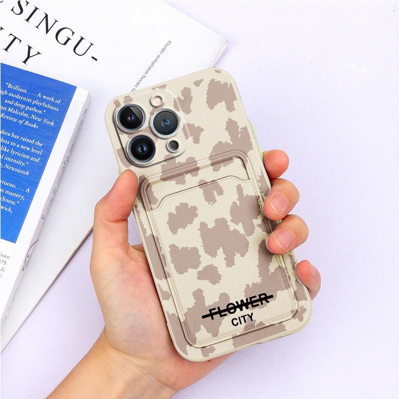 Charming Silicone Soft Anti-Scratch Cases For iPhone 13 Pro Max Case Silicone Wallet Card Holder Cover For iPhone 13 Mini 13ProMax 13Pro Flower Butterfly Beautiful Design Card Holder iPhone Case Stevvex