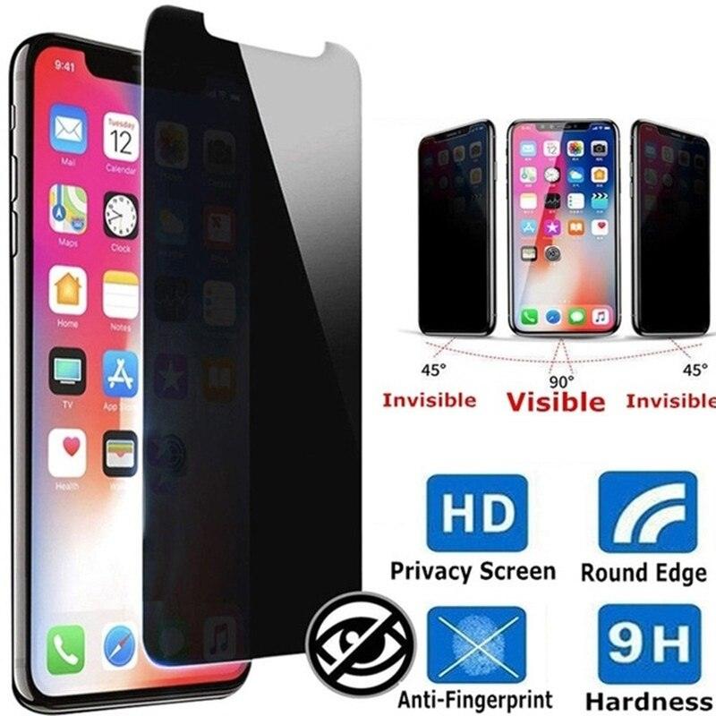 3PCS Anti-spy Protective Tempered Glass for IPhone 11 12 13 14 Pro Max 12 Mini X XS XR 6 6S 7 8 Plus Privacy Screen Protectors Anti-Spy HD Tempered Glass Shatterproof Shockproof Screen Protector Stevvex