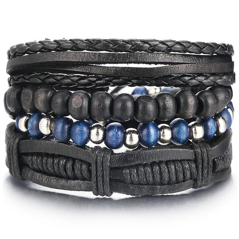BOHO Tibet Stone Feather Multilayer Leather Bracelet Eye Fish Charms Beads Bracelets For Men Vintage Punk Wrap Wristband Cool Jewelry - SJB-DIAMOND ELITES