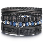 BOHO Tibet Stone Feather Multilayer Leather Bracelet Eye Fish Charms Beads Bracelets For Men Vintage Punk Wrap Wristband Cool Jewelry - SJB-DIAMOND ELITES