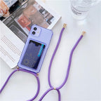 Transparent Wallet Case for iPhone 13 12 11 Pro Xs Max Shockproof Card Crossbody Lanyard Rope Strap Cover Transparent Soft Case Necklace Phone Cover Colorful Case & Adjustable Strap Stevvex