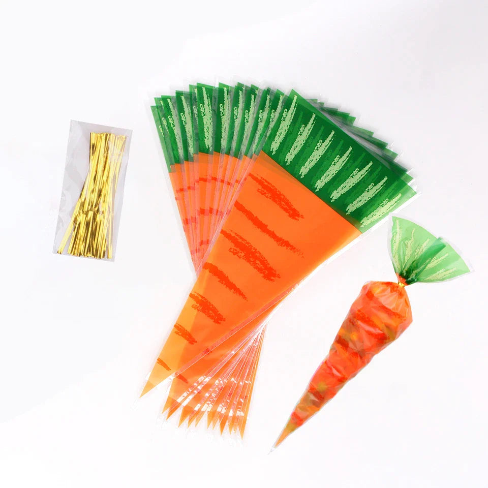 Hot Sale 20 / Batch Cute Rabbit Carrot Ear Biscuit Bag Candy Biscuit Gift Bag Snack Baking Packaging Supplies Easter Decoration Lootquake LLC