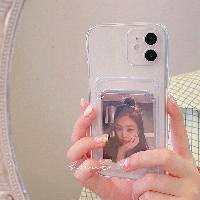 Transparent Mobile Phone Case For iPhone 11 12 13 14Mini case For iphone 11 Pro X XS Max XR 7 8 Plus SE Case Cover Soft Silicone Wallet Card Holder Stevvex