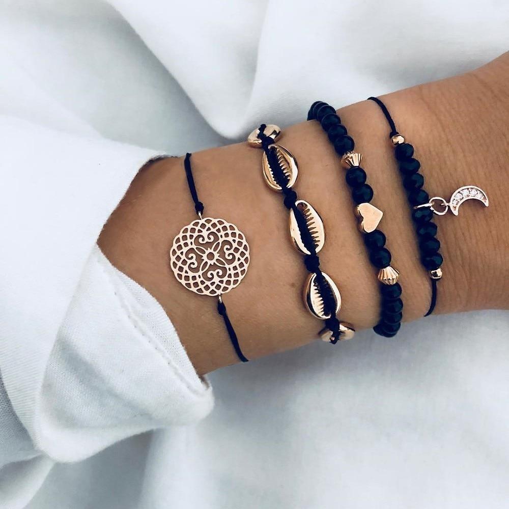 Boho Rose Map Bracelets & Bangles for Women Bohemian Round  Charm Bracelet Set Fashion Multilayer Accessories Luxury Jewelry - SJB-DIAMOND ELITES