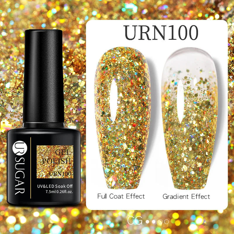 UR SUGAR 7.5ml Nude Glitter Color Gel Nail Polish Winter Warm Color Series Semi-permanent Varnish Professionals Manicure