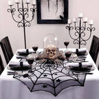 Halloween Decoration Lace Spider Web Skeleton Skull Tablecloth Black Fireplace Mantel Scarf Event Party Decoration Supplies Lootquake LLC
