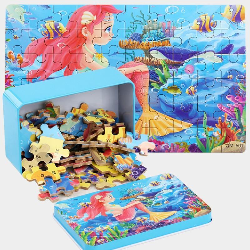 New 60 Pieces Wooden Toys Puzzle Kids Toy Cartoon Animal Wood Toys Puzzles For Child Early Educational Learning Toys for Children - SJB-DIAMOND ELITES