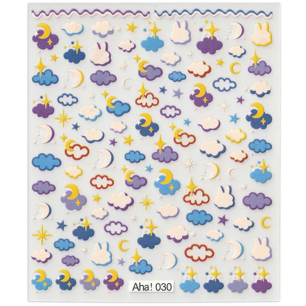 42Model Sticker Nail Decal 3D Adhesive Patch,Smile/Animal/Flower Nail Art Decorations Manicure Sticker Easter Day Design Decal- Lootquake LLC