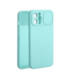 Sliding Lens Protective Silicone Case For iPhone 11 Pro Max Mini 12 Pro 13 Push Cover iphone Slide Camera Cover Case with Camera Lens Protector Cover Silicone Bumper Slim Phone Cover Compatible with iPhone Stevvex