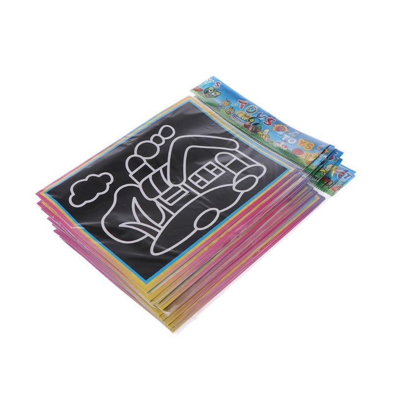 Interesting 10PCS Patterned Scratch Art Paper Magic Painting Paper With Drawing Stick Kids Toy Education Drawing Toys For Children - SJB-DIAMOND ELITES