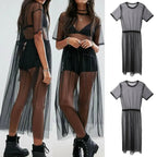 Sexy Women Party Evening Black  See Through Mesh Dress Sheer Maxi Dress Tulle Lace long Dress Casual Sexy Party Vintage Bodycon Lootquake LLC