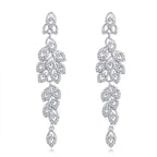 TREAZY Fashion Crystal Wedding Drop Earrings for Women Silver Color Bridal Dangle Earrings Brides Gifts Birthday Party Jewelry