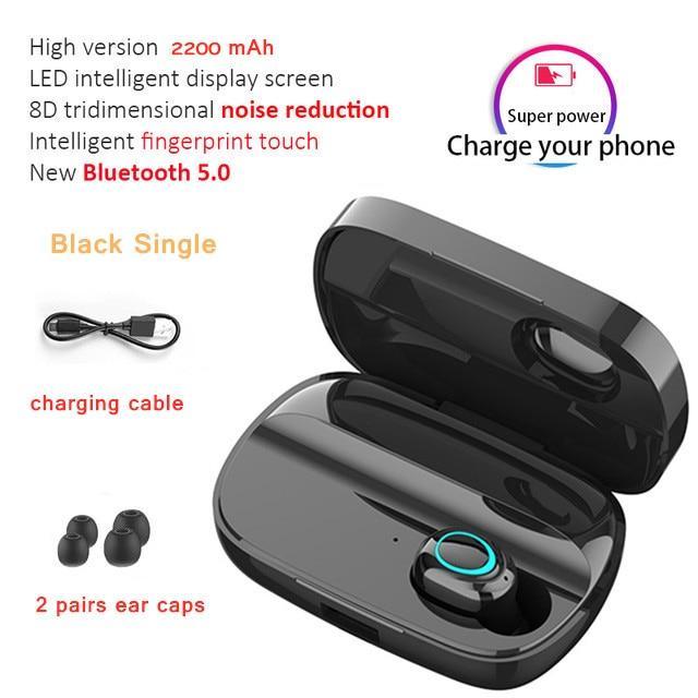STEVVEX 3500mAh LED Bluetooth Wireless Earphones Headphones Earbuds TWS Touch Control Sport Headset Noise Cancel Earphone Headphone - SJB-DIAMOND ELITES