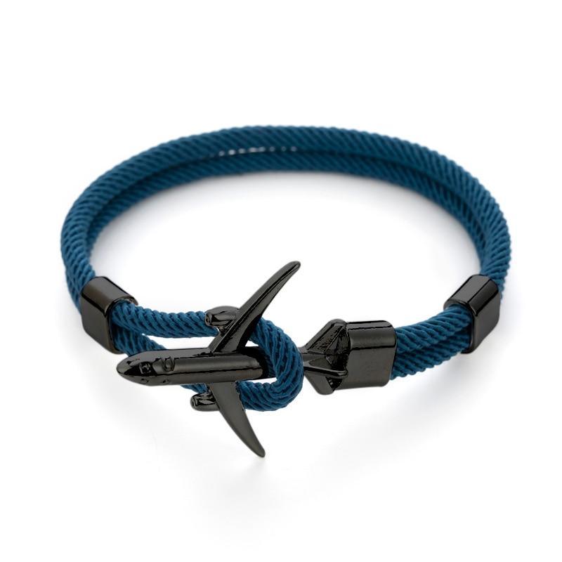Modern Fashion Airplane Anchor Bracelets Men Charm Rope Chain Paracord Bracelet Women Male Air Force Style Wrap Metal Sport Hook Gift - SJB-DIAMOND ELITES