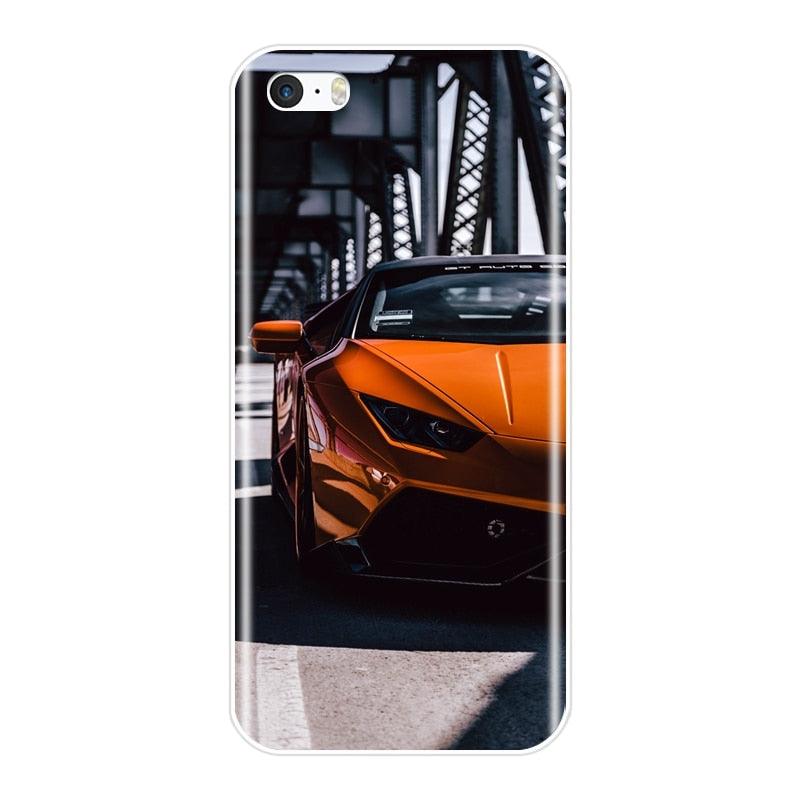 Cute Clear Flexible Silicone Auto  Boys Design Back Cover For iPhone 5 S 5C 5S SE Car Sports Car Cool Men Fashion Silicone Soft Phone Case For iPhone 4 S 4S Case Stevvex