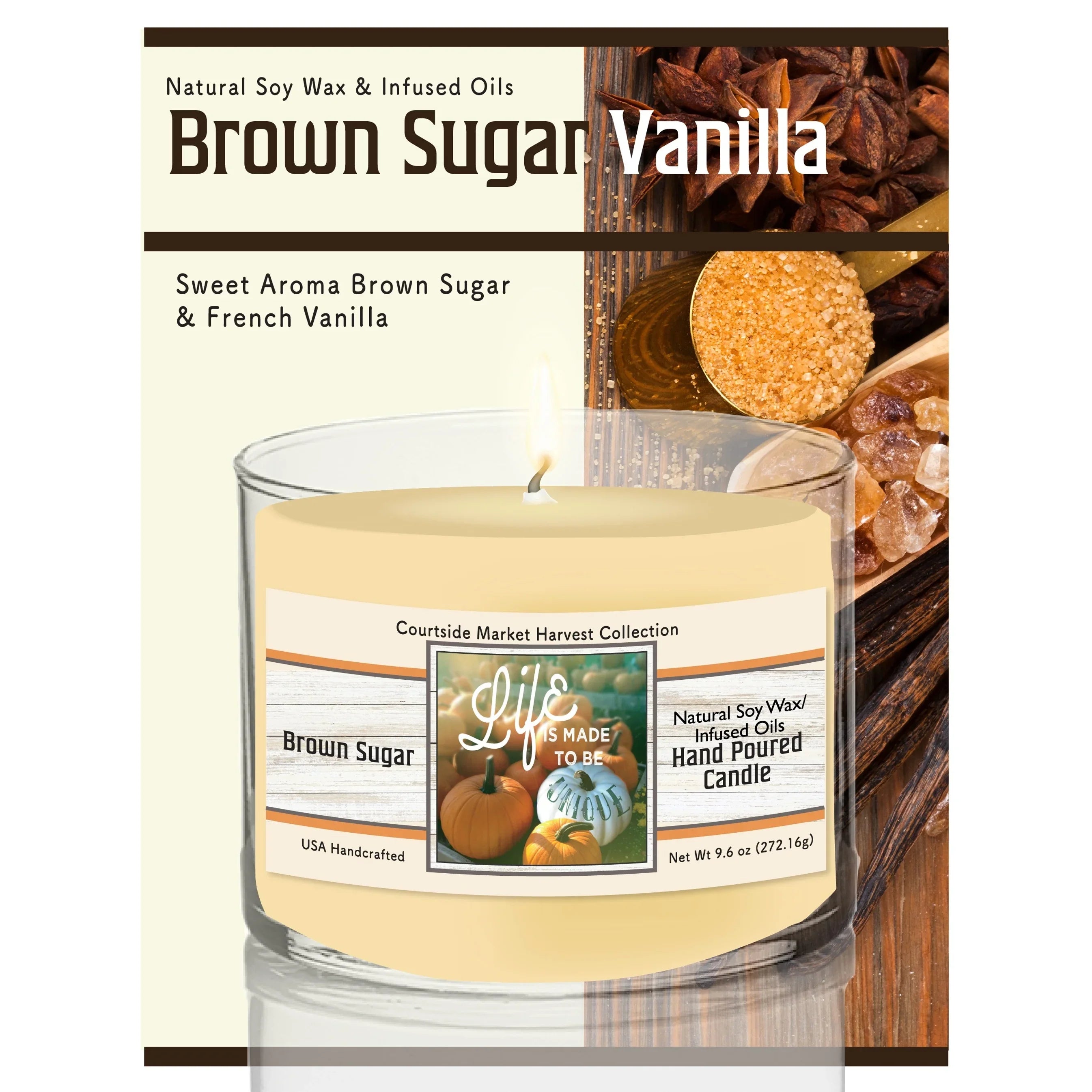 TD Courtside Market Life Unique Soy Wax Scented Candle in Glass Jar Lootquake LLC