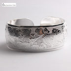Big Elegant Luxury Amazing Classic Fashion Flower Metal Tibetan Indian Silver Vintage Retro Fashion Cuff Bracelet Bangle For Woman With Details of Animals - SJB-DIAMOND ELITES
