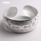 Big Elegant Luxury Amazing Classic Fashion Flower Metal Tibetan Indian Silver Vintage Retro Fashion Cuff Bracelet Bangle For Woman With Details of Animals - SJB-DIAMOND ELITES