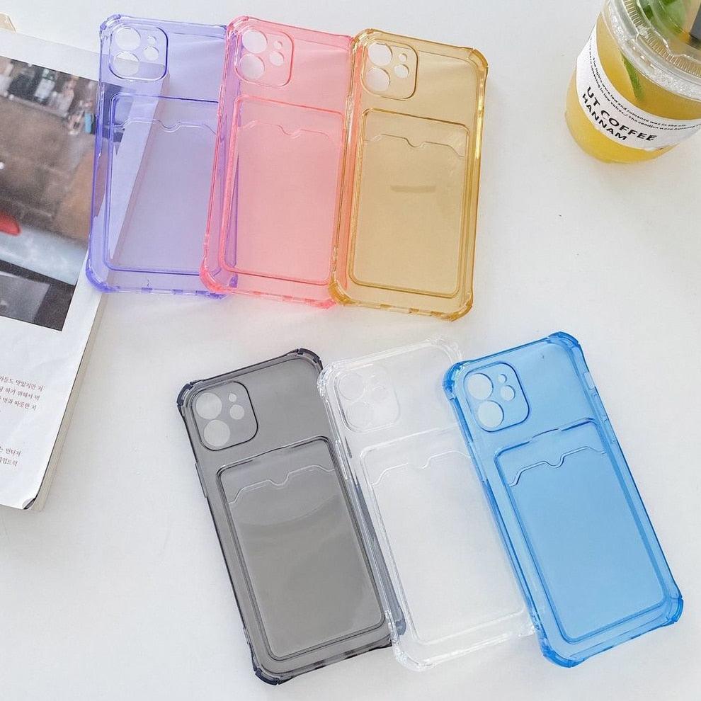 Transparent Wallet Case For iPhone 14 13 12 Pro Max Mini  Shockproof Cover with Card Slots Pockets Slim Fit Thin Protective Soft Shock-Absorbing Lightweight Wallet Case Stevvex