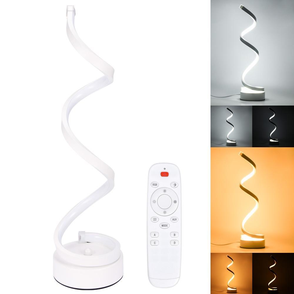 LED Spiral Table Lamp Modern Curved Desk Bedside Lamp Dim able Warm White Light For Living Room And Bedroom - SJB-DIAMOND ELITES