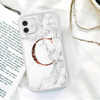 White A-Z Marble Texture Phone Cover For Iphone 12 Mini Soft Silicone Back Case Solid Name Phone Case Luxury Screen Camera Protection Shockproof Soft Cover Stevvex