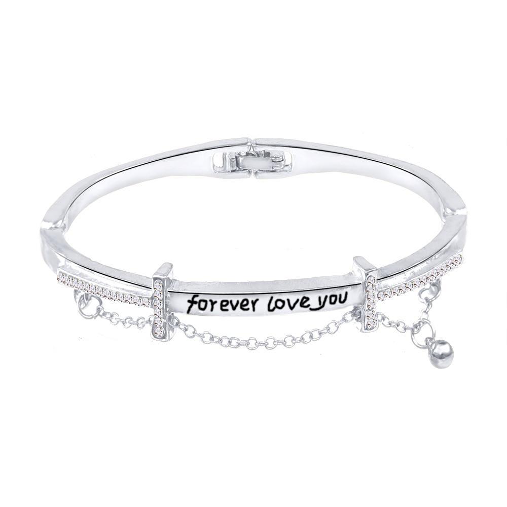 Rose Gold Stainless Steel Bracelets & Bangles Female Heart Forever Love Charm Bracelet For Women - SJB-DIAMOND ELITES