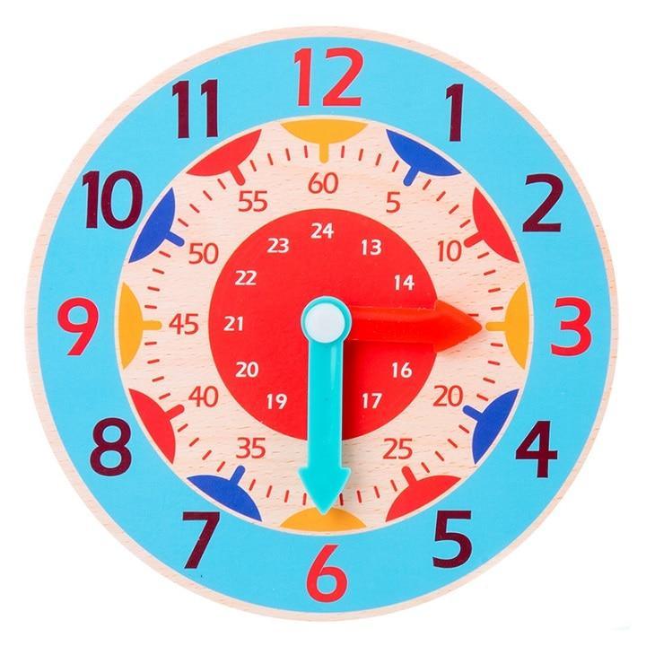 Children Montessori Wooden Clock Toys Hour Minute Second Cognition Colorful Clocks Toys for Kids Early Preschool Teaching Aids - SJB-DIAMOND ELITES