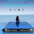 Smart Flip Phone Case For iPhone X XR XS 5 5S SE 7 8 6 6S Plus 11 12 13 Mini Pro Max 2020 Mirror Window Standing Holder Cover  Mirror Screen Smart Plating Case 360 Full Body Ultra Thin Intelligent Protective Case Stevvex