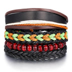 BOHO Tibet Stone Feather Multilayer Leather Bracelet Eye Fish Charms Beads Bracelets For Men Vintage Punk Wrap Wristband Cool Jewelry - SJB-DIAMOND ELITES