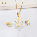 Scale Pendant Necklace Earring Set Stainless Steel Accessories Western Goddess of Justice Scale Symbol of Fairness Woman Jewelry