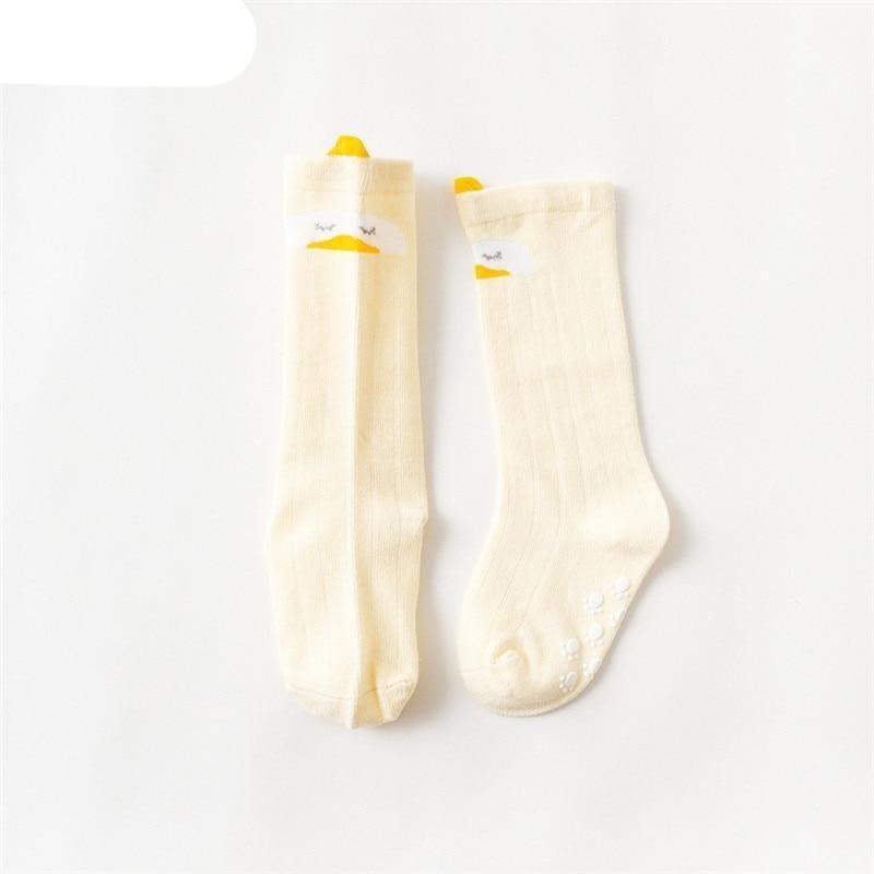 White Baby Sock Non Slip Cotton Long Socks Newborn Knee High Socks For Baby Girls Super Elastic Cute Design Stevvex