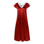 Women Summer Silk Sleepwear Short Sleeve V Neck Homewear Long Dress Nightgowns Sleepwear Sleep Tos Night Dress Underwear