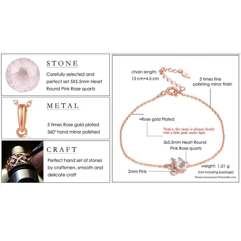 Elegant Wedding Jewelry Modern Dog Cat Paw Bear Claw Pink Heart AAA Cubic Zircon Rose Gold Chain Link Luxury Bracelets For Women Party Jewelry Gift - SJB-DIAMOND ELITES
