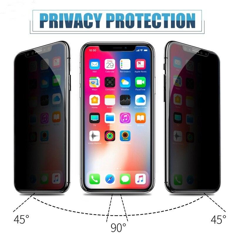 3PCS Anti-spy Protective Tempered Glass for IPhone 11 12 13 14 Pro Max 12 Mini X XS XR 6 6S 7 8 Plus Privacy Screen Protectors Anti-Spy HD Tempered Glass Shatterproof Shockproof Screen Protector Stevvex
