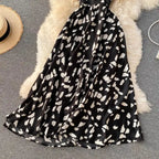 Neploe Vintage Print Holiday Long Dress Women High Waist Hip A Line Vestidos Summer 2025 New V Neck Sleeveless Camis Robe Slim