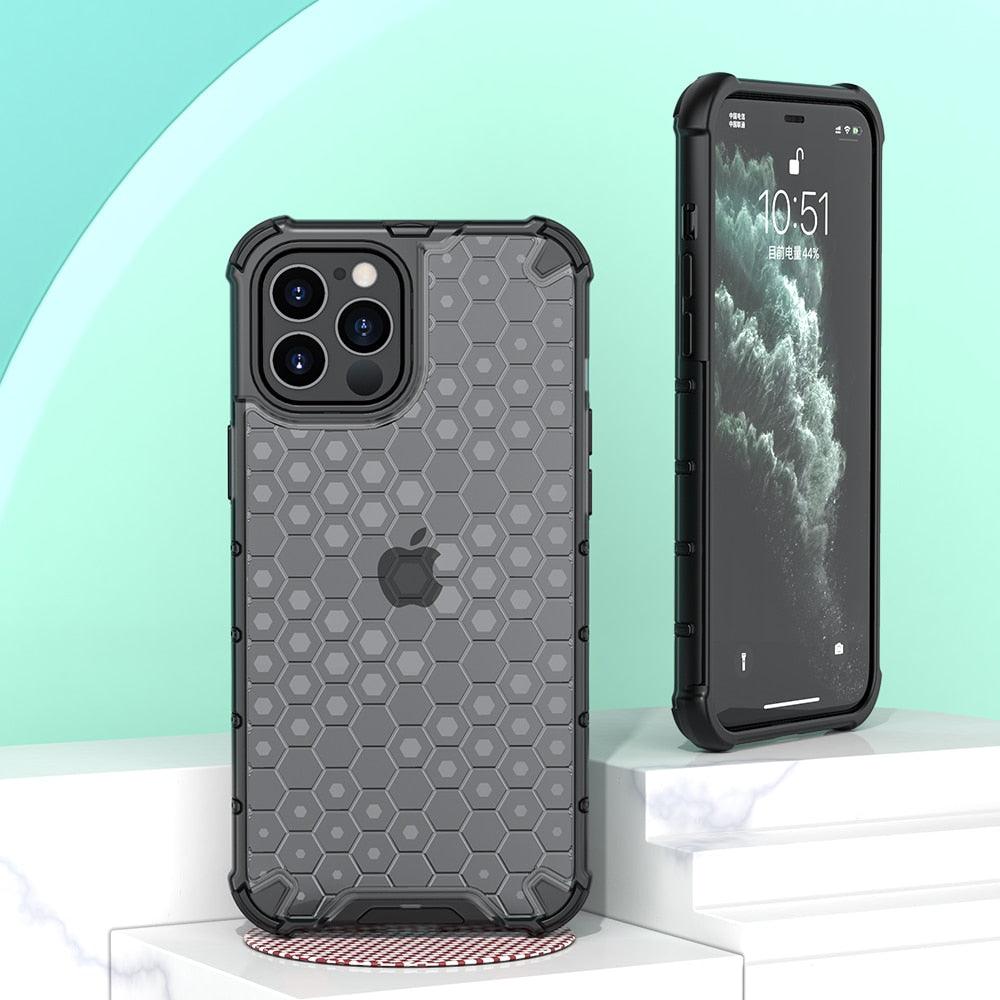 Ultra-Protective Phone Case Shockproof Case for iPhone 12 Mini 12 Pro 11 Pro Max 6s Plus Honeycomb Phone Cover for iPhone SE 7 8 XR XS Max Shock Absorption Protection Shockproof Soft Material Protective Case Suitable for iPhone Stevvex